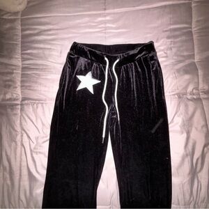 velvet black star flare pants
